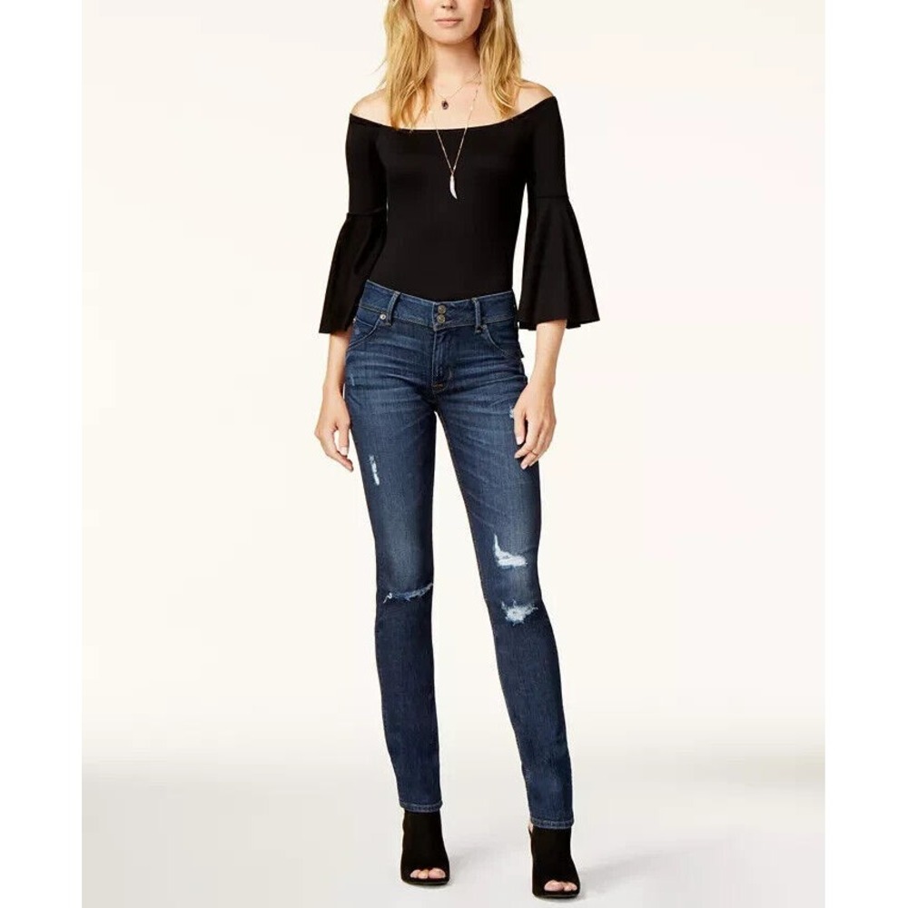 HUDSON women's Collin‎ Ripped Skinny Jeans Spellbound Distressed Size 24 Rt $198